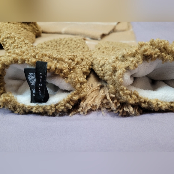 Love & Lore Cozy Tan Scarf With Teddy Bear Core Style Brown Hat and Mittens Set - Picture 7 of 16